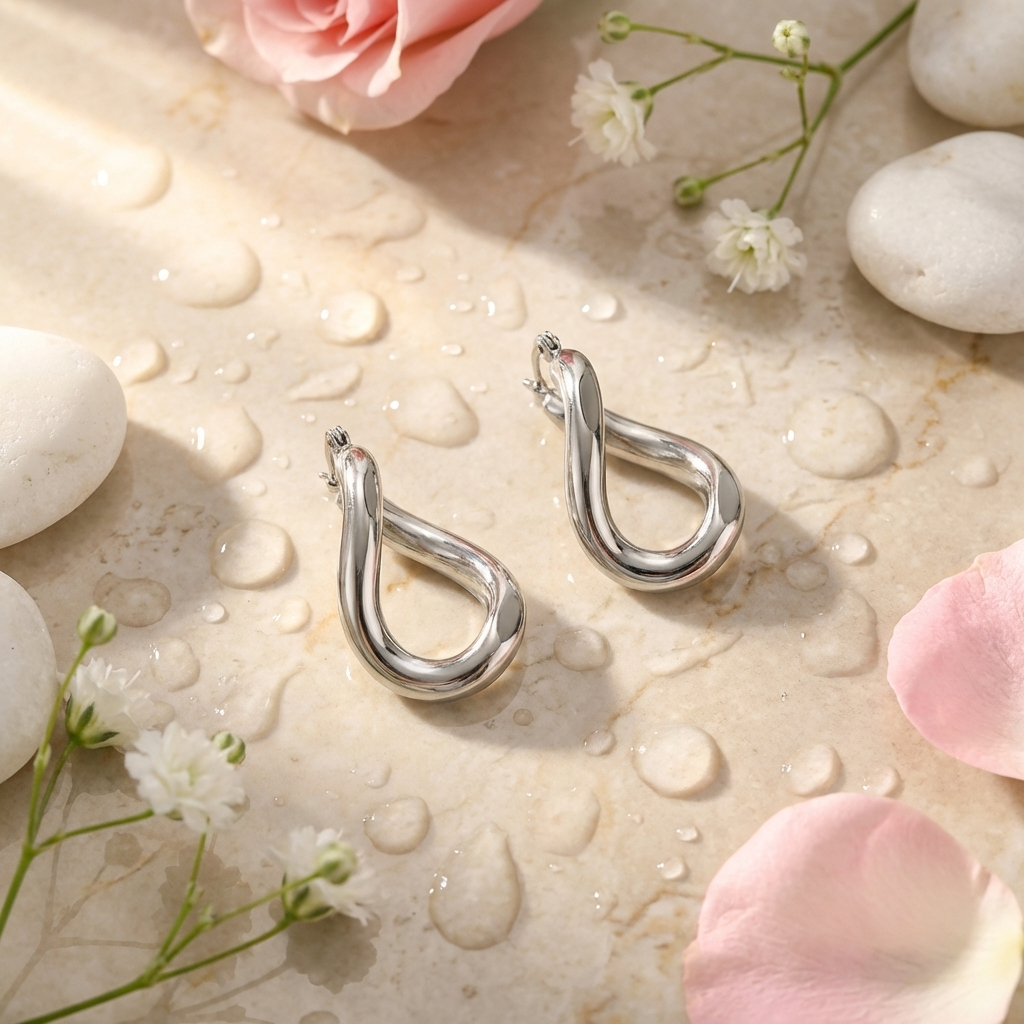 Twisted Drop Hoop Earrings – Gold & Silver
