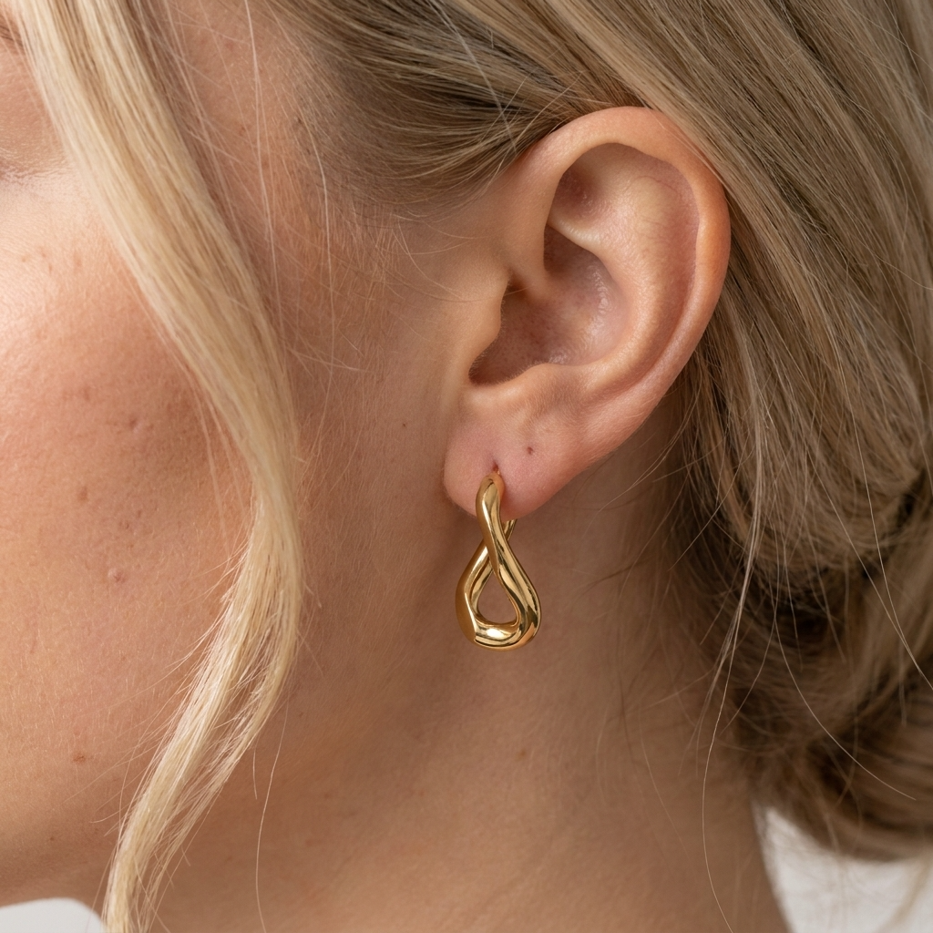 Twisted Drop Hoop Earrings – Gold & Silver