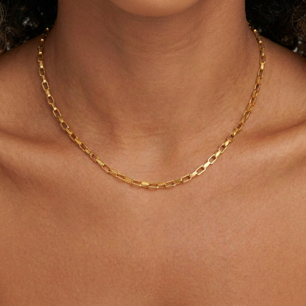 Paperclip Link Chain Necklace – Gold