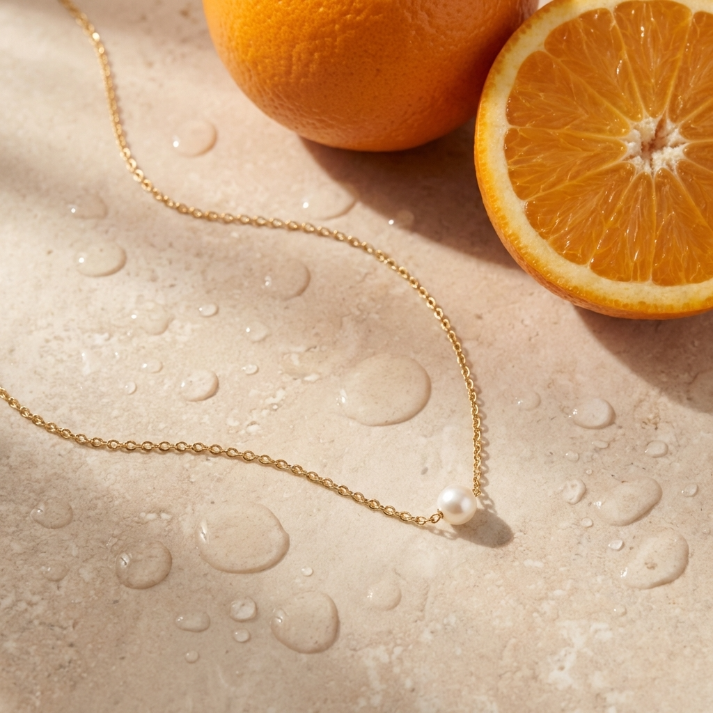Floating Pearl Necklace – Gold Dainty Chain