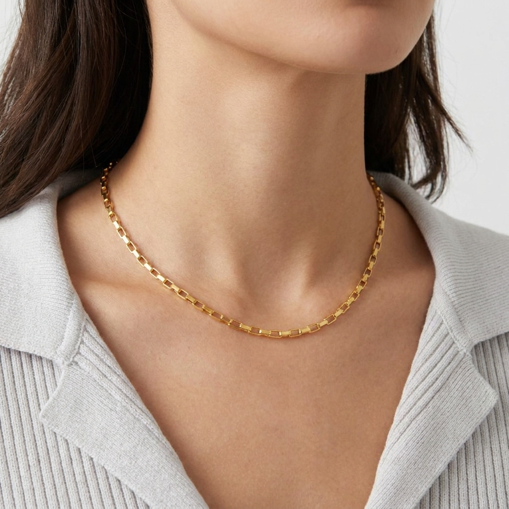 Paperclip Link Chain Necklace – Gold