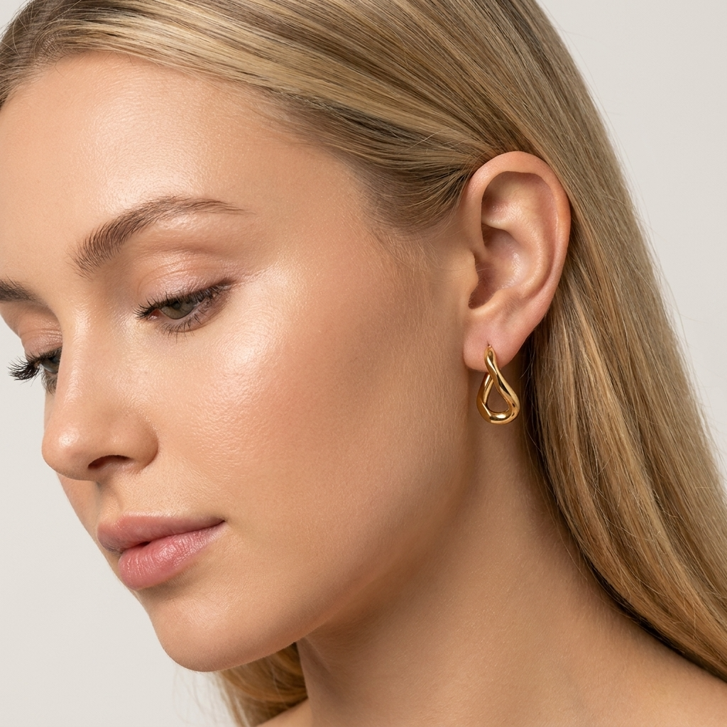 Twisted Drop Hoop Earrings – Gold & Silver