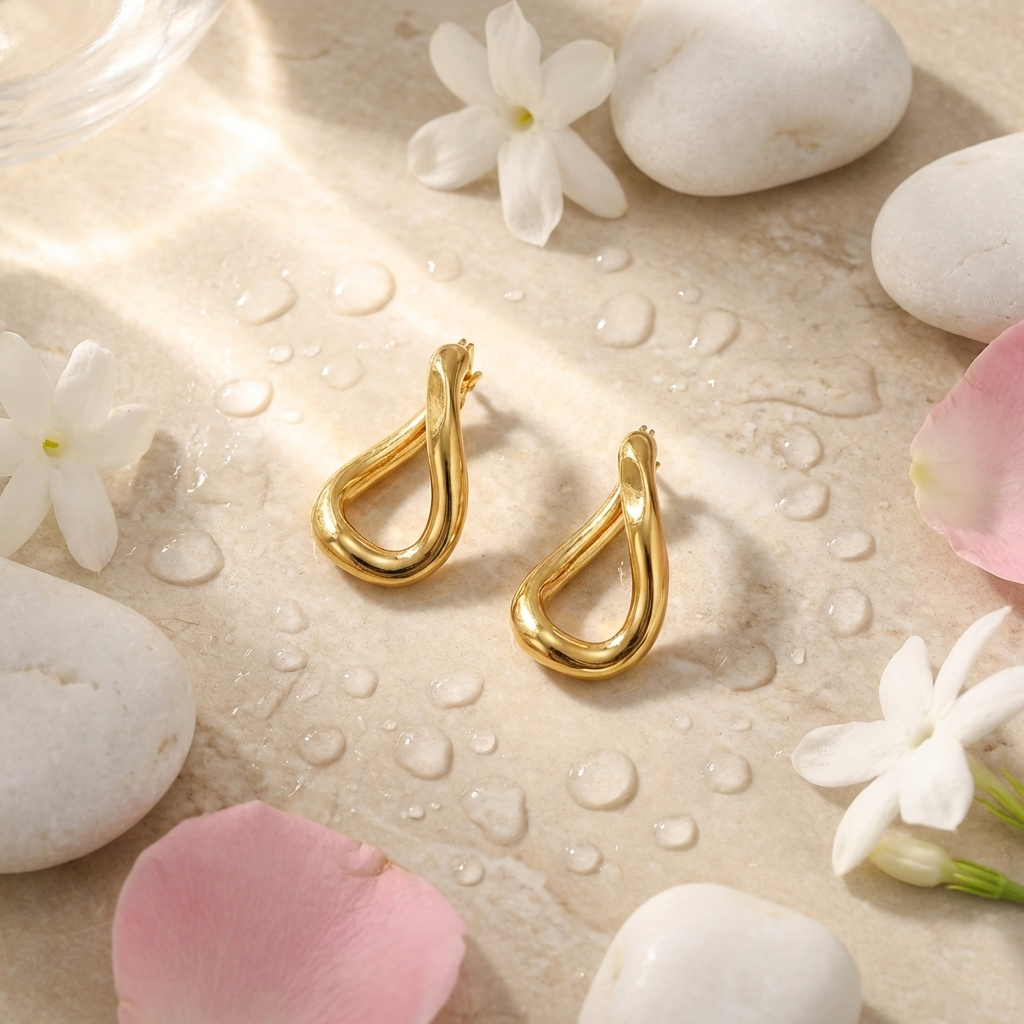 Twisted Drop Hoop Earrings – Gold & Silver