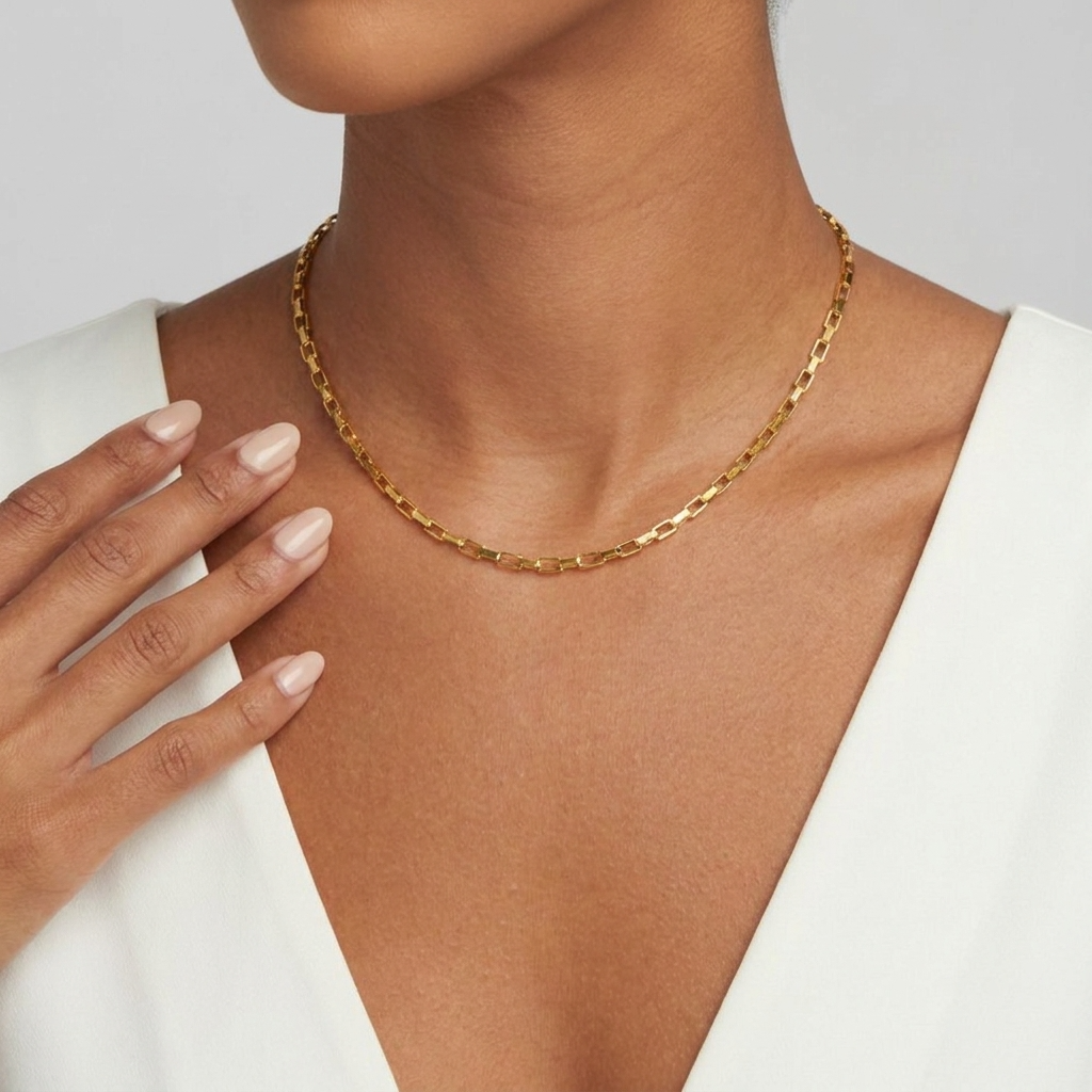 Paperclip Link Chain Necklace – Gold