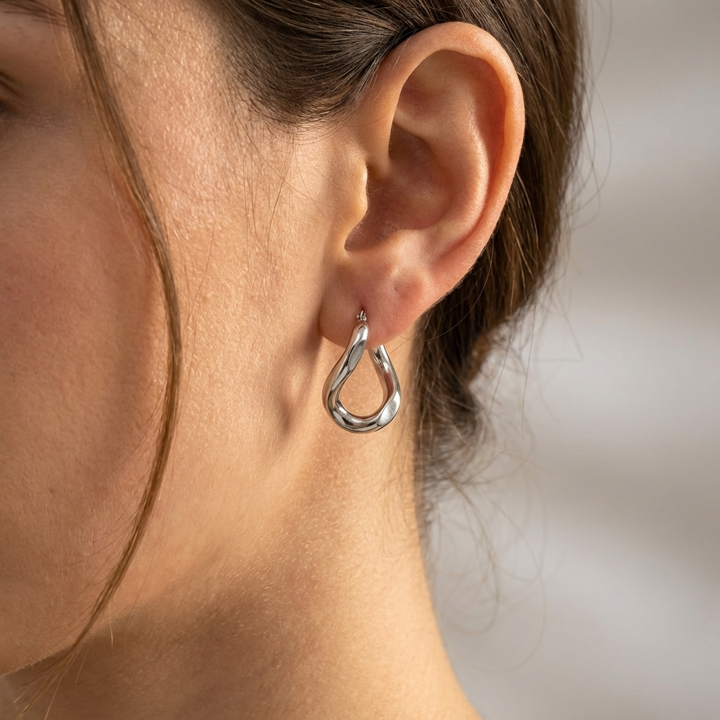 Twisted Drop Hoop Earrings – Gold & Silver