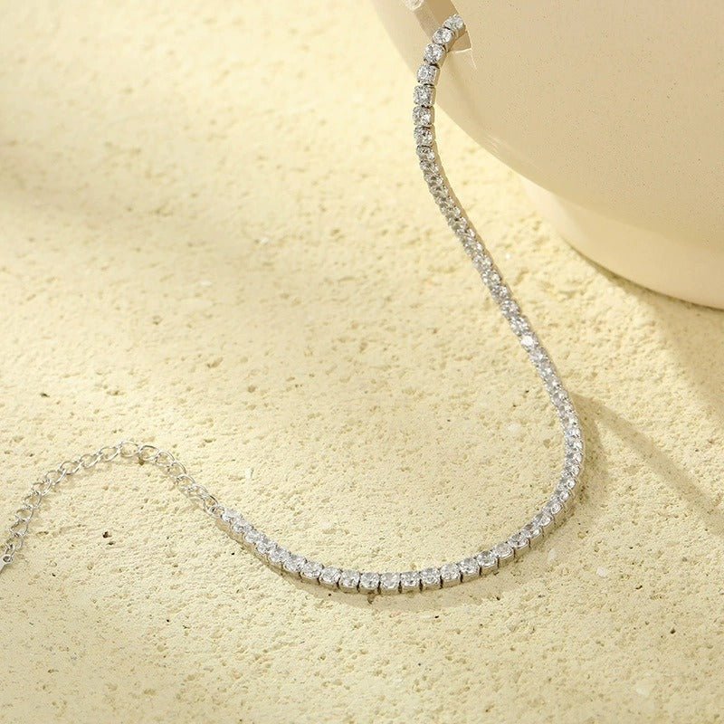 Crystal Tennis Anklet – Silver