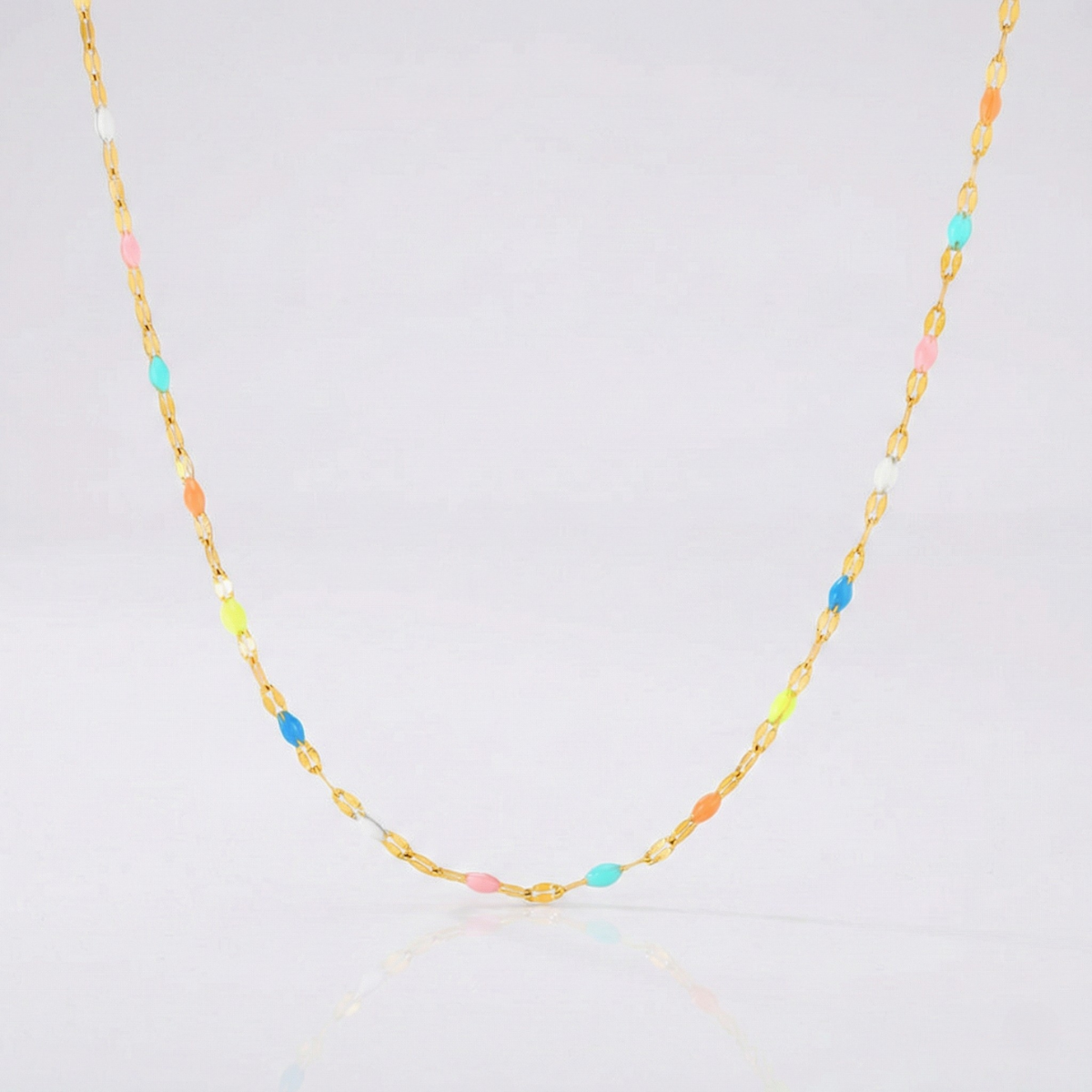Rainbow Enamel Beaded Choker Necklace – 18k Gold PVD