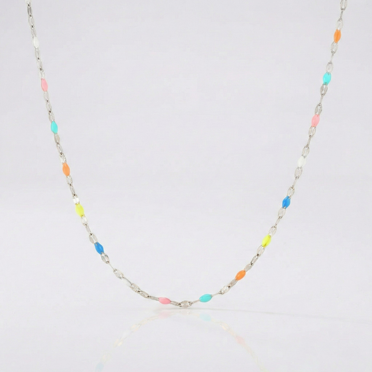 Rainbow Enamel Beaded Choker Necklace – 18k Gold PVD