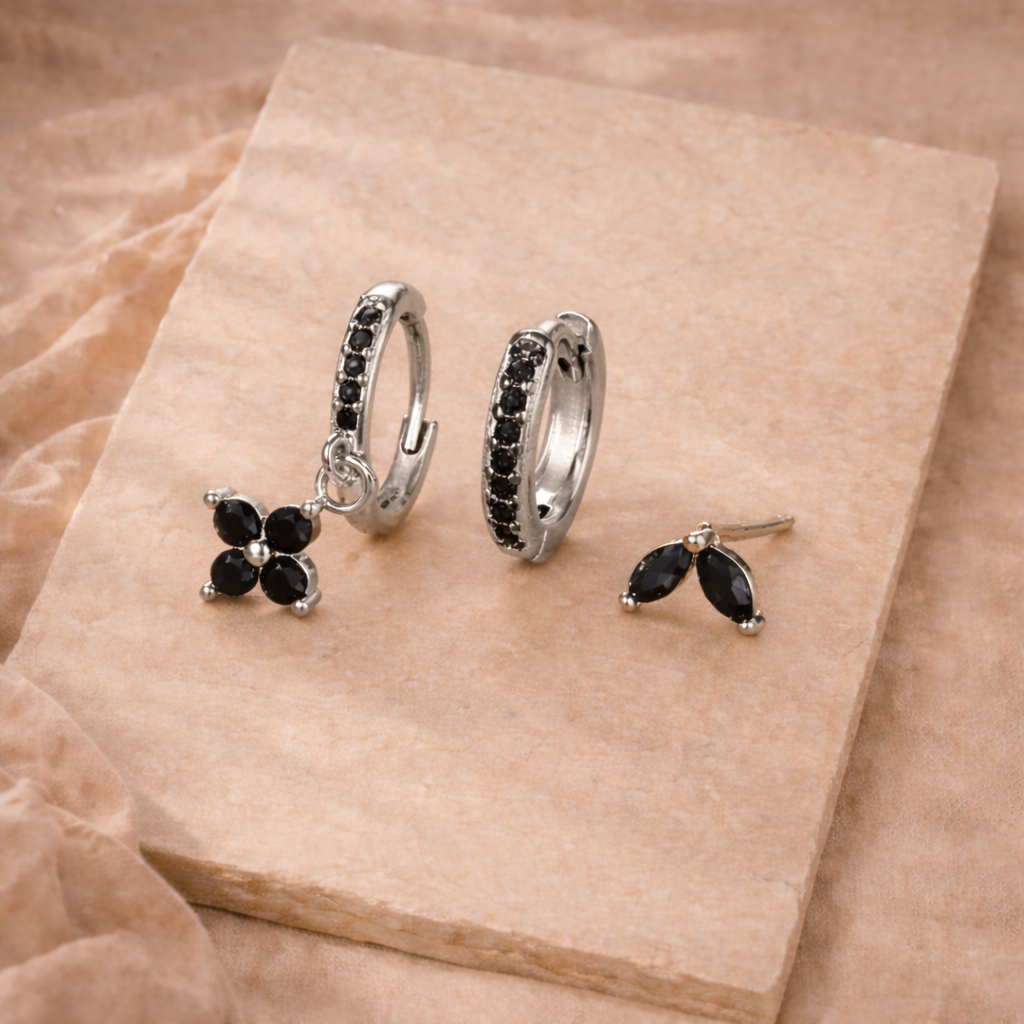 Gemstone Hoop and Stud Earring Set - Surgical Steel