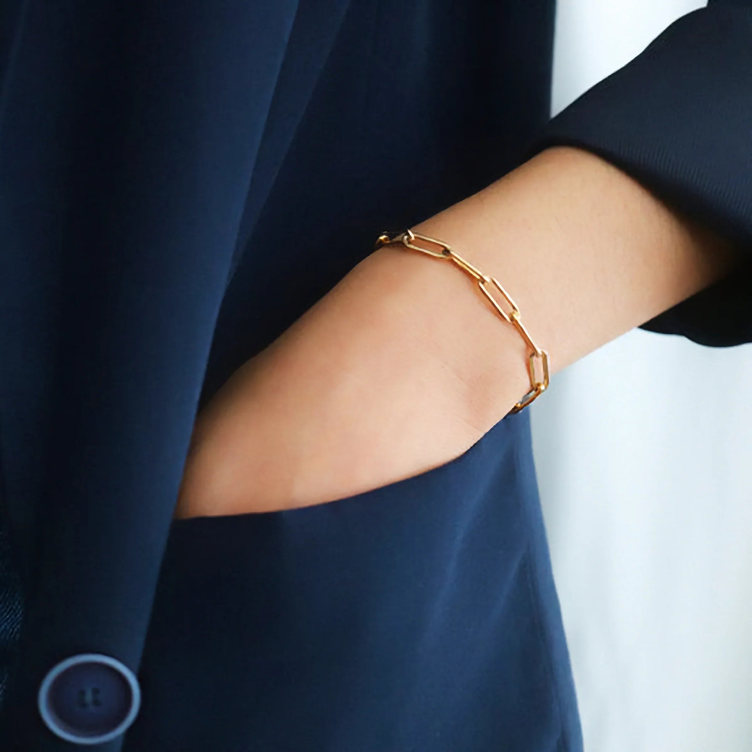 Eloise Paperclip Chain Link Bracelet – Gold Plated
