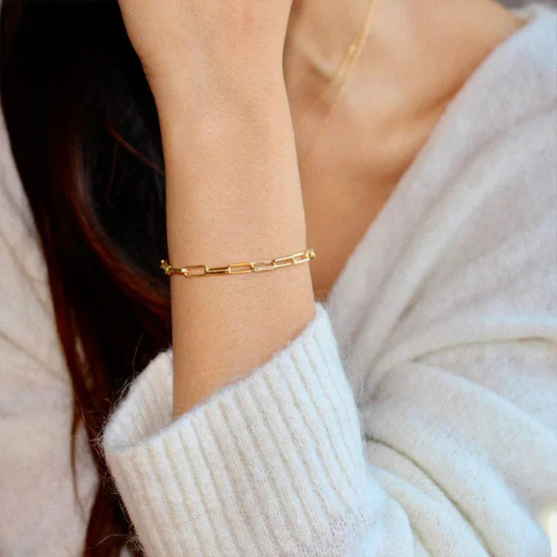 Eloise Paperclip Chain Link Bracelet – Gold Plated