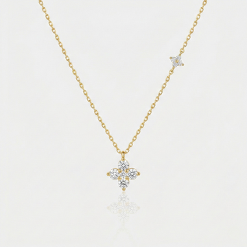 Clover Stone Pendant Necklace – Gold / White Gold