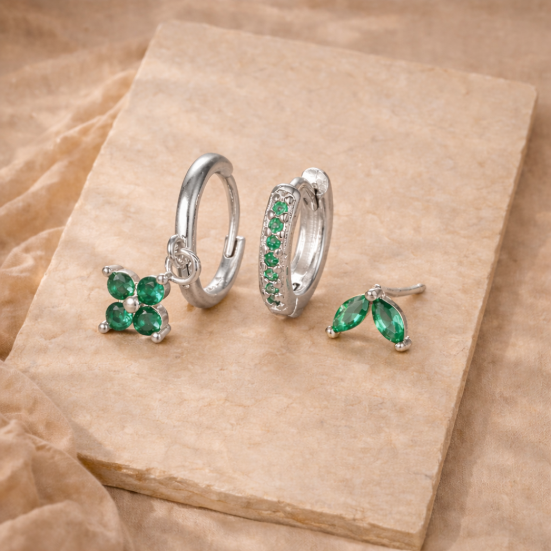 Gemstone Hoop and Stud Earring Set - Surgical Steel