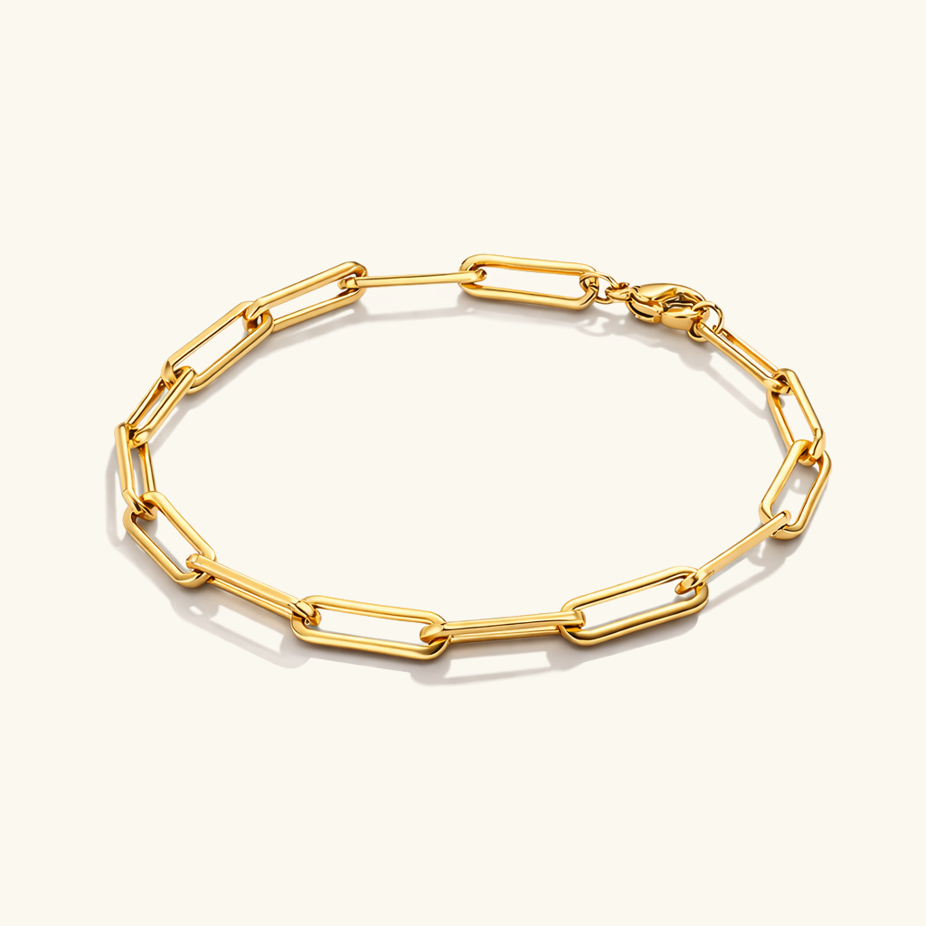 Eloise Paperclip Chain Link Bracelet – Gold Plated