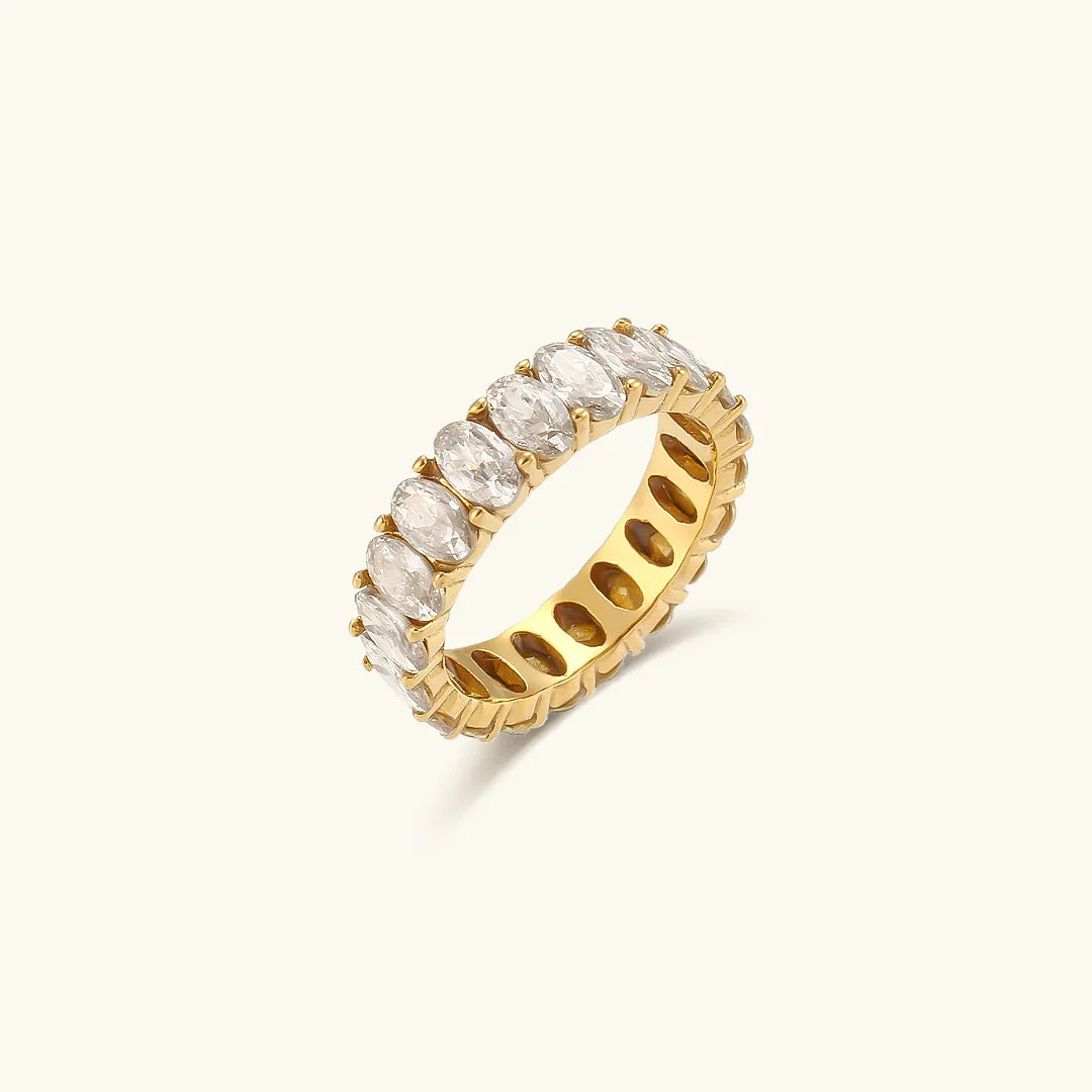 Antoinette Oval CZ Eternity Band Ring – Gold Plated & Multicolor