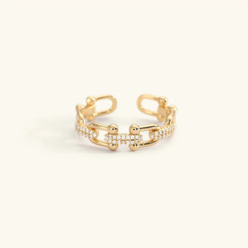 Chloe Chain Link CZ Open Band Ring – Gold Plated