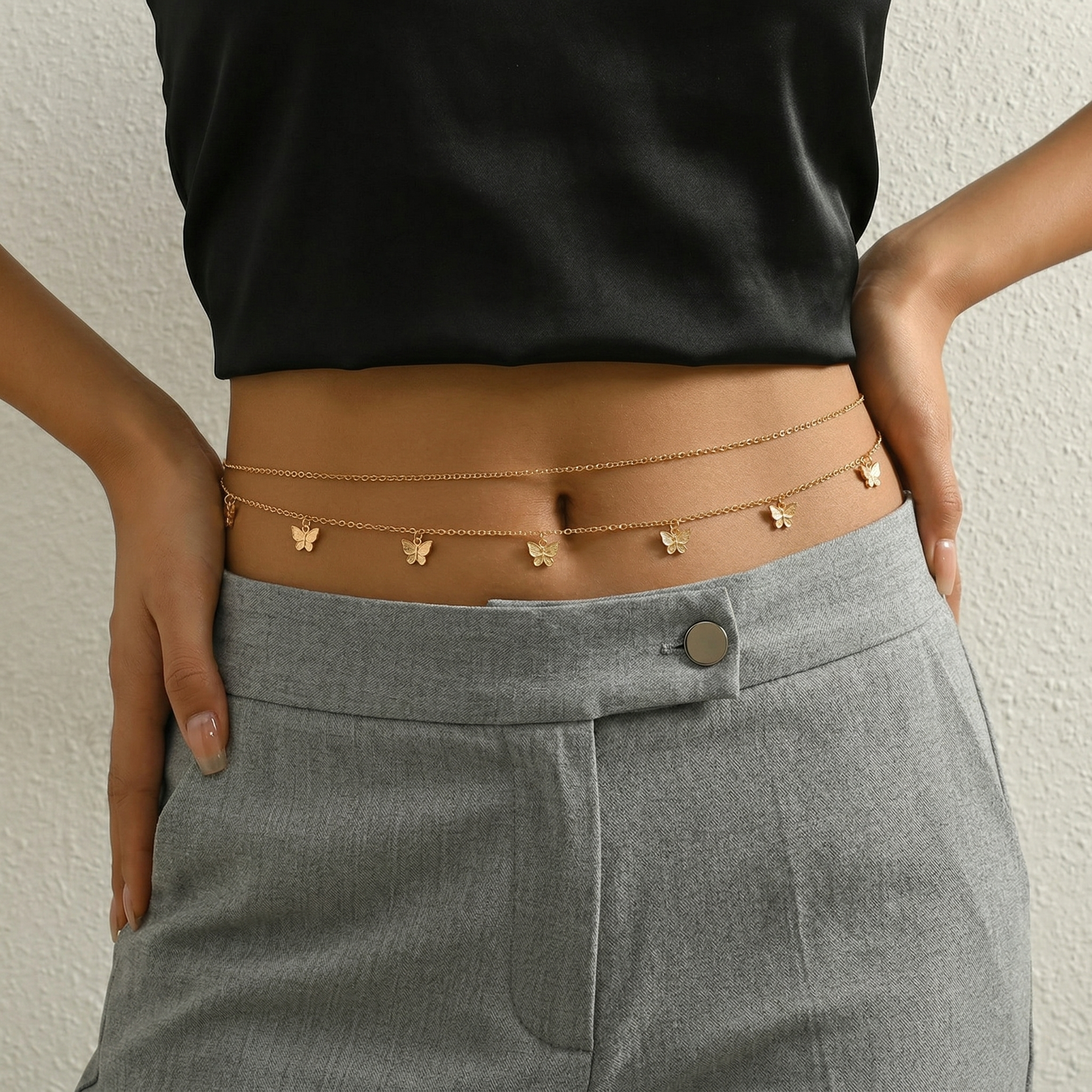 Double Layer Butterfly Waist Chain – Gold or Silver