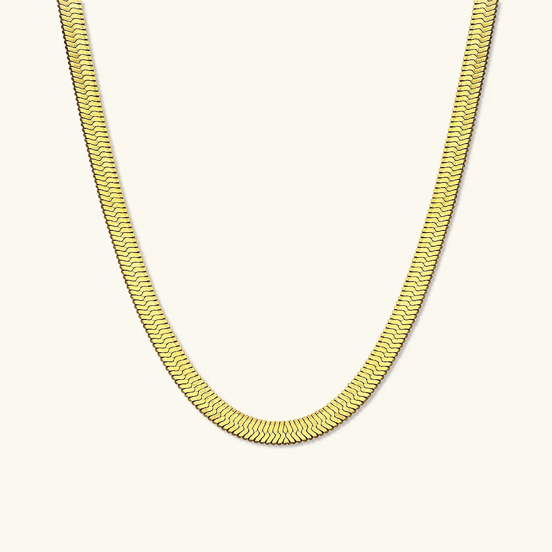 Elysian Herringbone Chain Necklace – Gold Plated