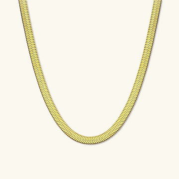 Elysian Herringbone Chain Necklace – Gold Plated