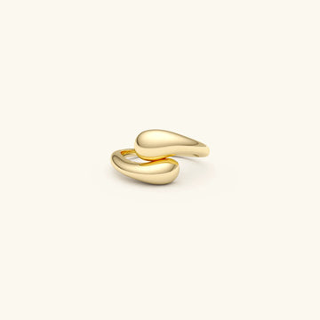 Double Teardrop Bypass Open Band Ring – Gold Plated