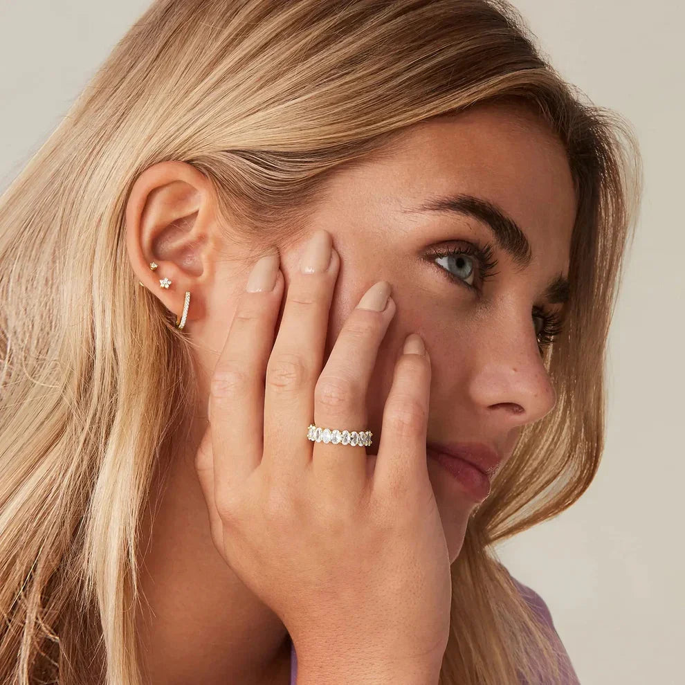 Antoinette Oval CZ Eternity Band Ring – Gold Plated & Multicolor