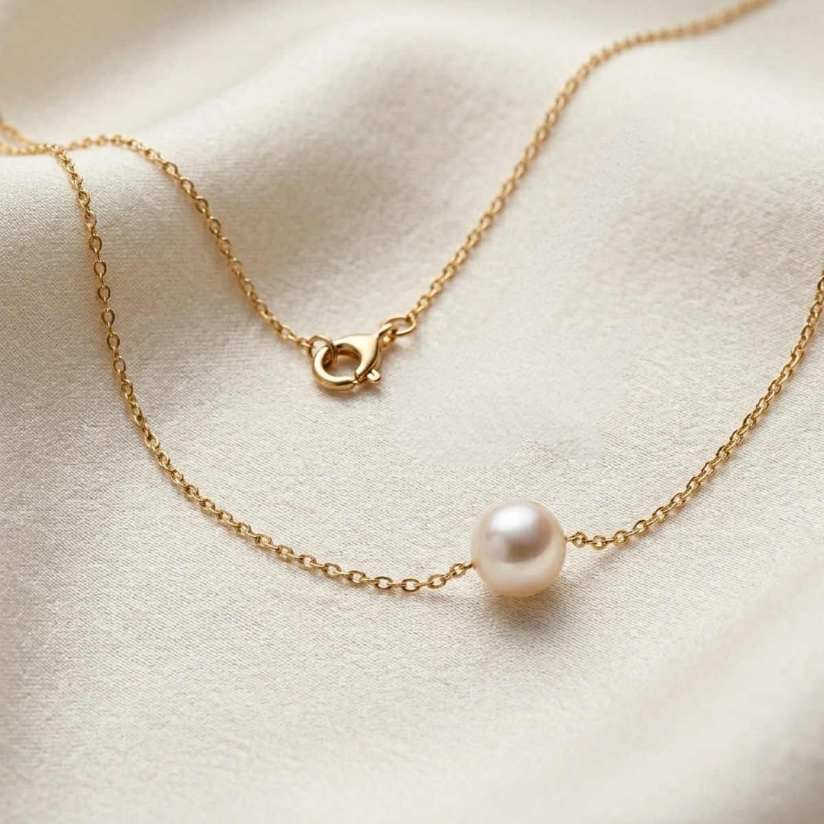 Solitaire Pearl Pendant Necklace – Gold or Silver