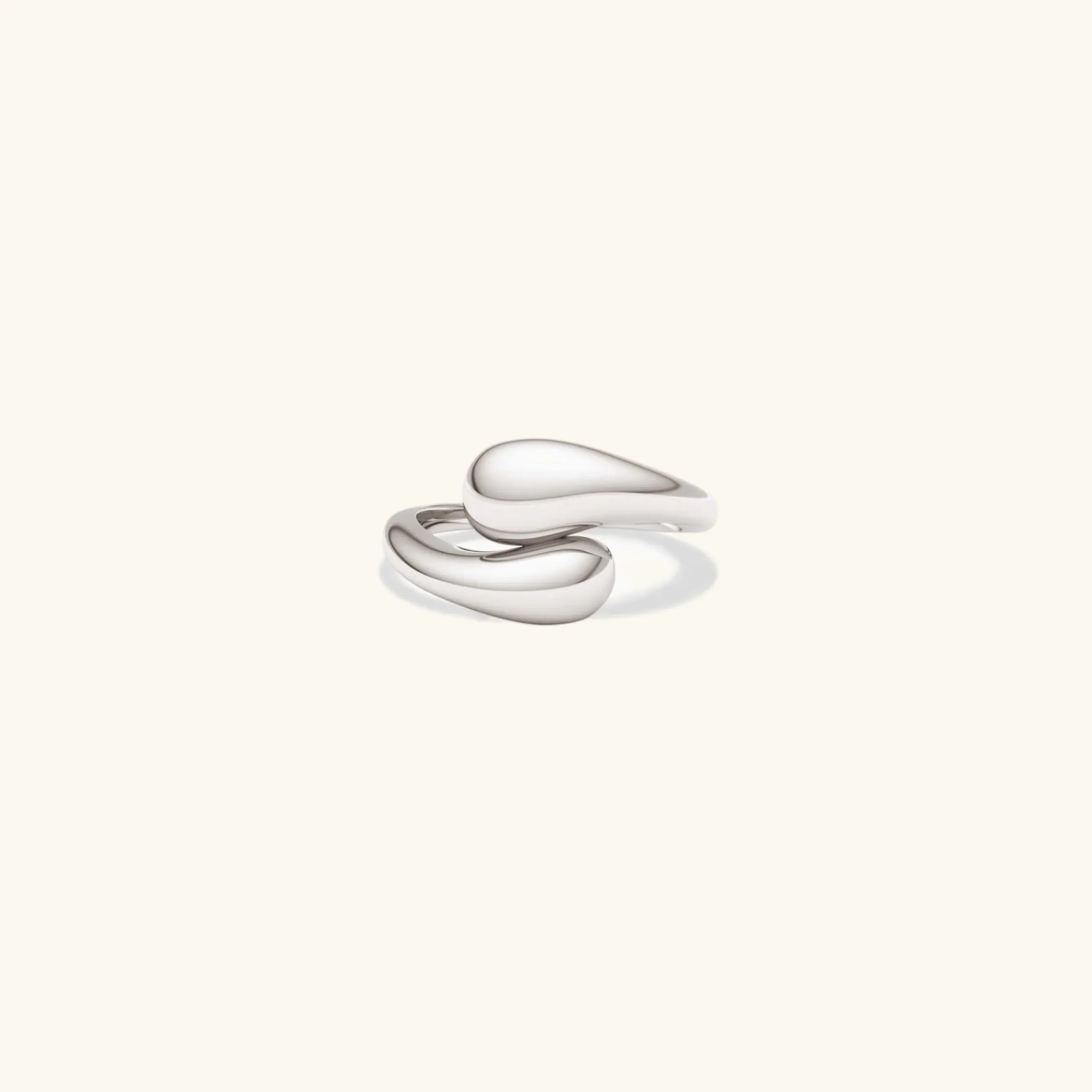Double Teardrop Bypass Open Band Ring – Gold Plated