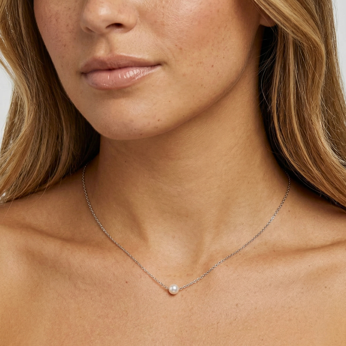 Solitaire Pearl Pendant Necklace – Gold or Silver