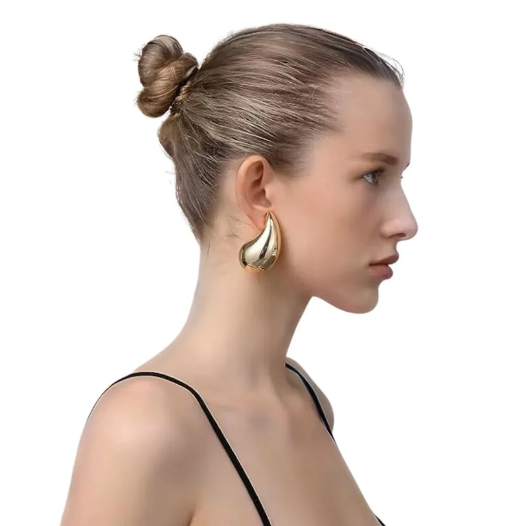 Sandra Teardrop Chunky Stud Earrings – Gold & Silver