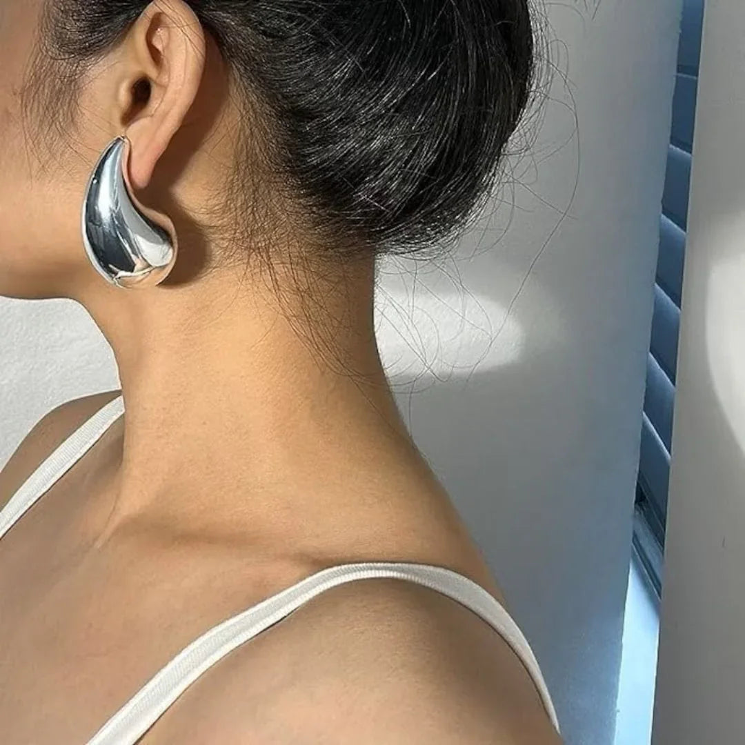 Sandra Teardrop Chunky Stud Earrings – Gold & Silver
