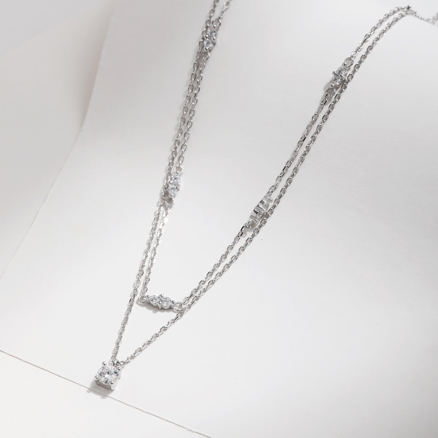 Layered Moissanite Pendant Necklace – Sterling Silver