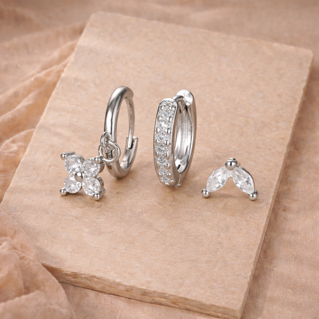 Gemstone Hoop and Stud Earring Set - Surgical Steel