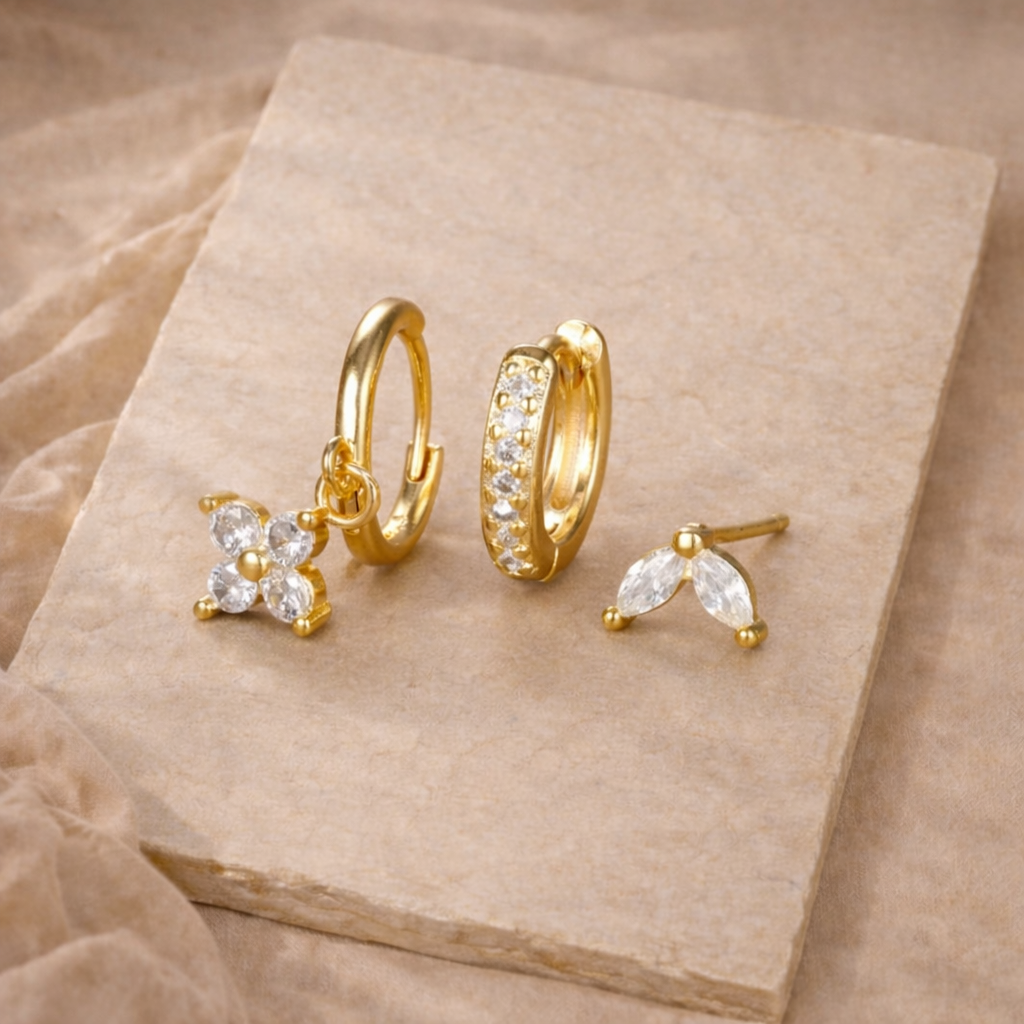 Gemstone Hoop and Stud Earring Set - Surgical Steel