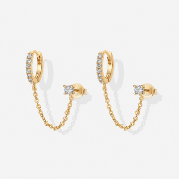 Crystal Chain Huggie & Stud Earrings – Gold & Silver