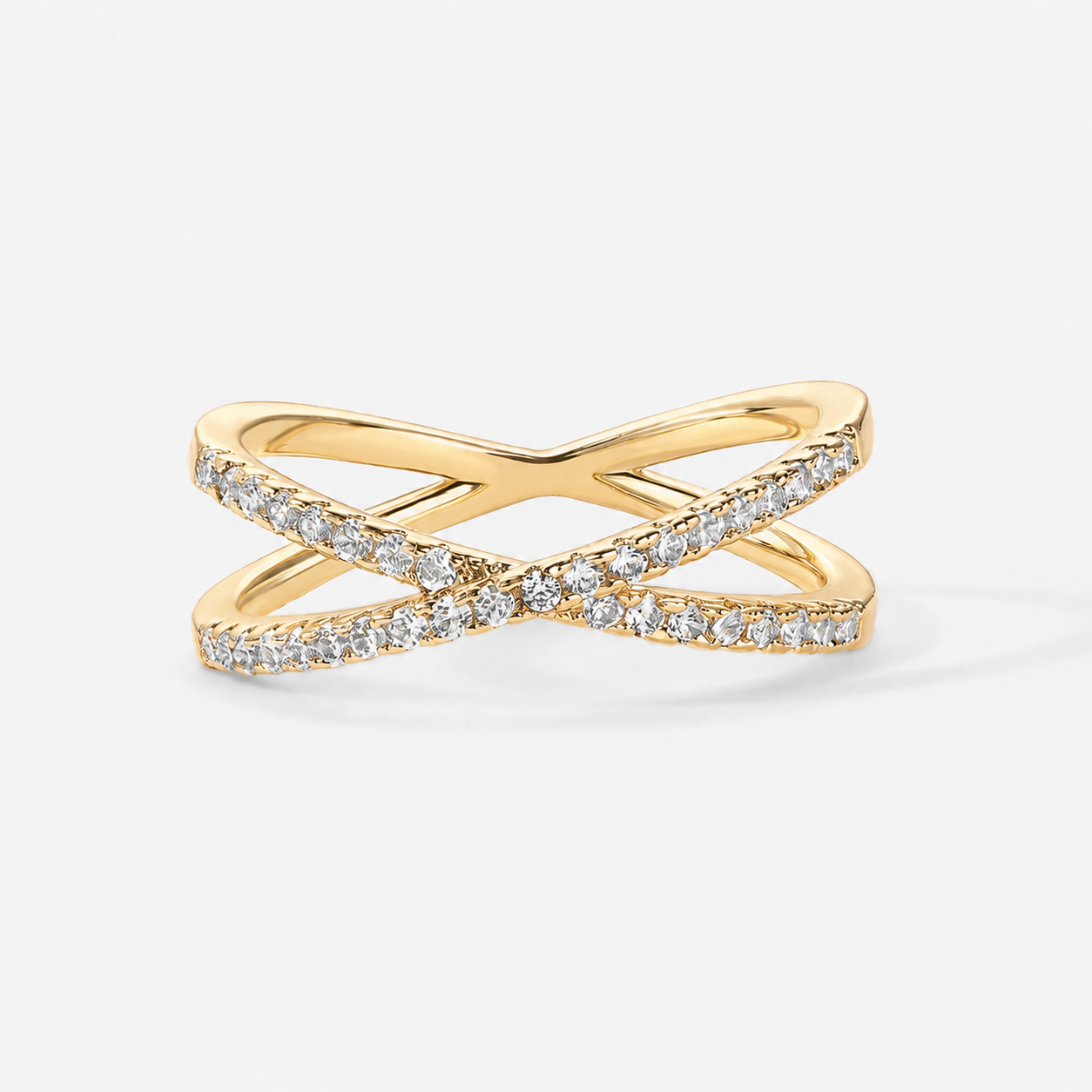 Crystal Criss Cross Ring – Gold, Silver & Rose Gold