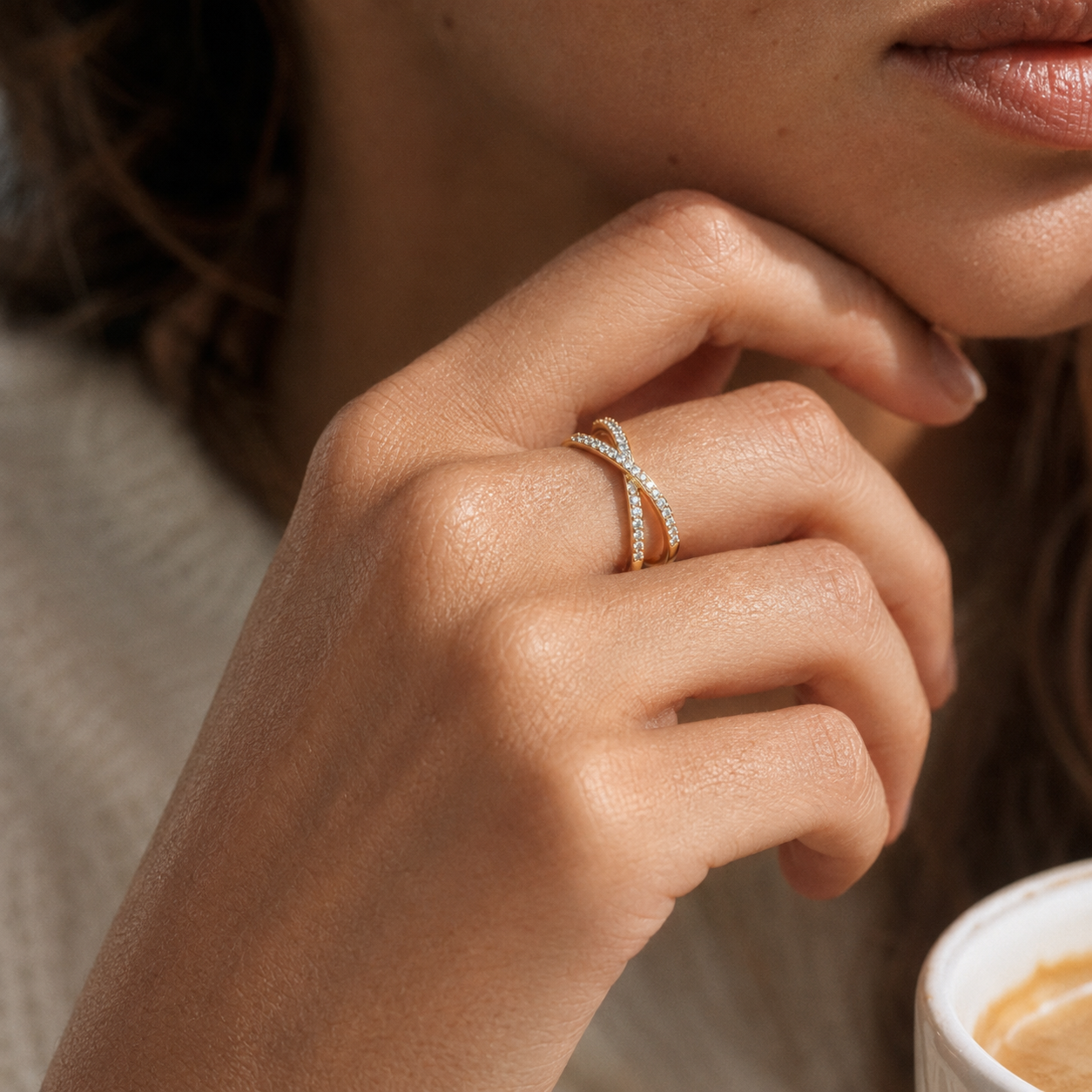 Crystal Criss Cross Ring – Gold, Silver & Rose Gold
