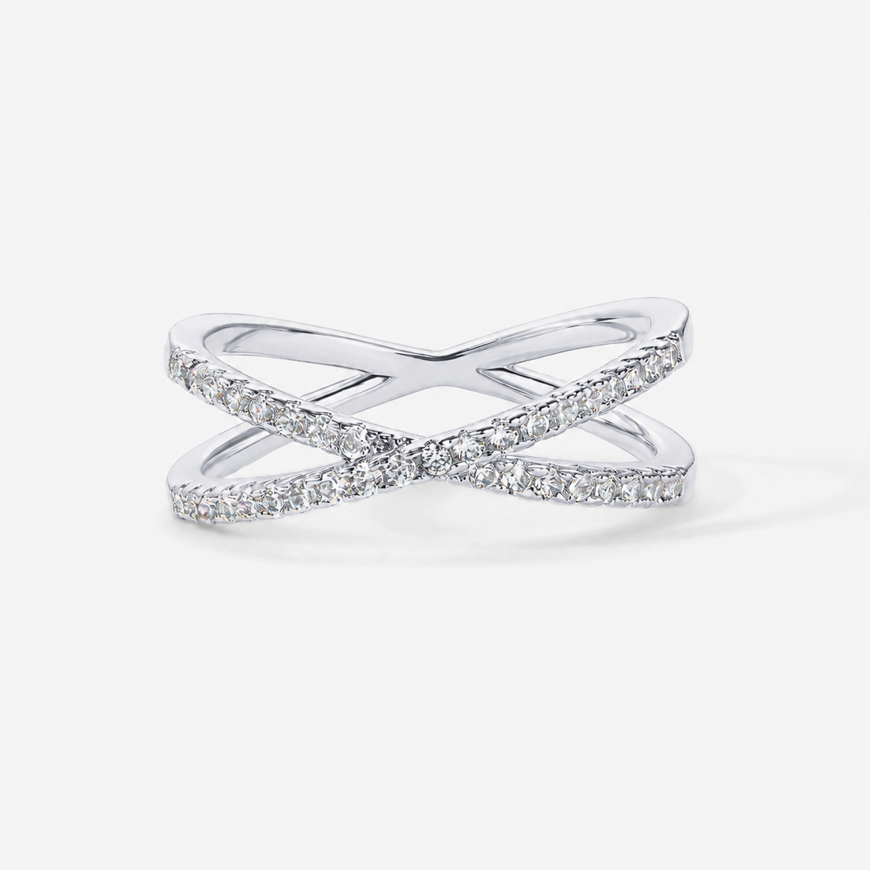 Crystal Criss Cross Ring – Gold, Silver & Rose Gold