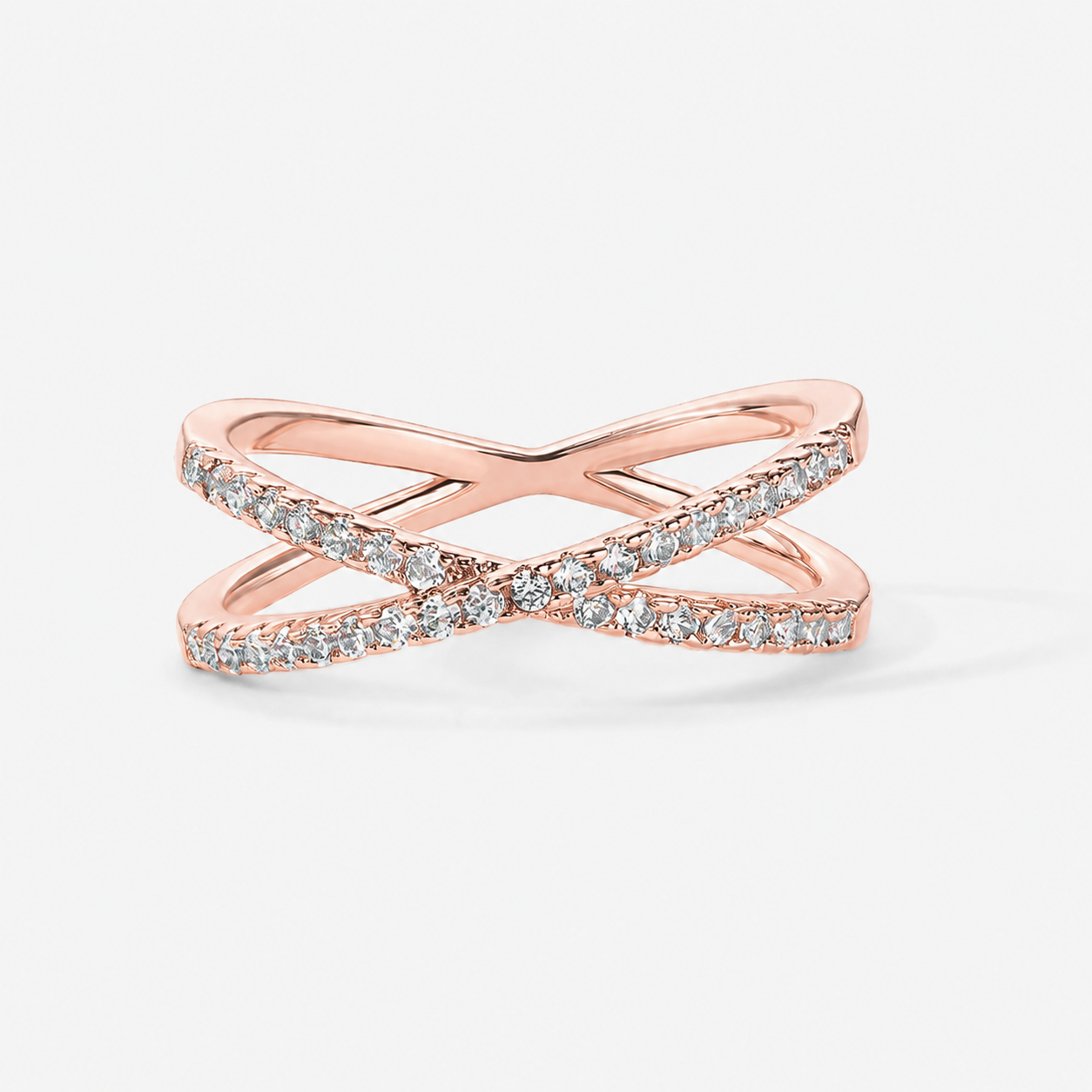 Crystal Criss Cross Ring – Gold, Silver & Rose Gold