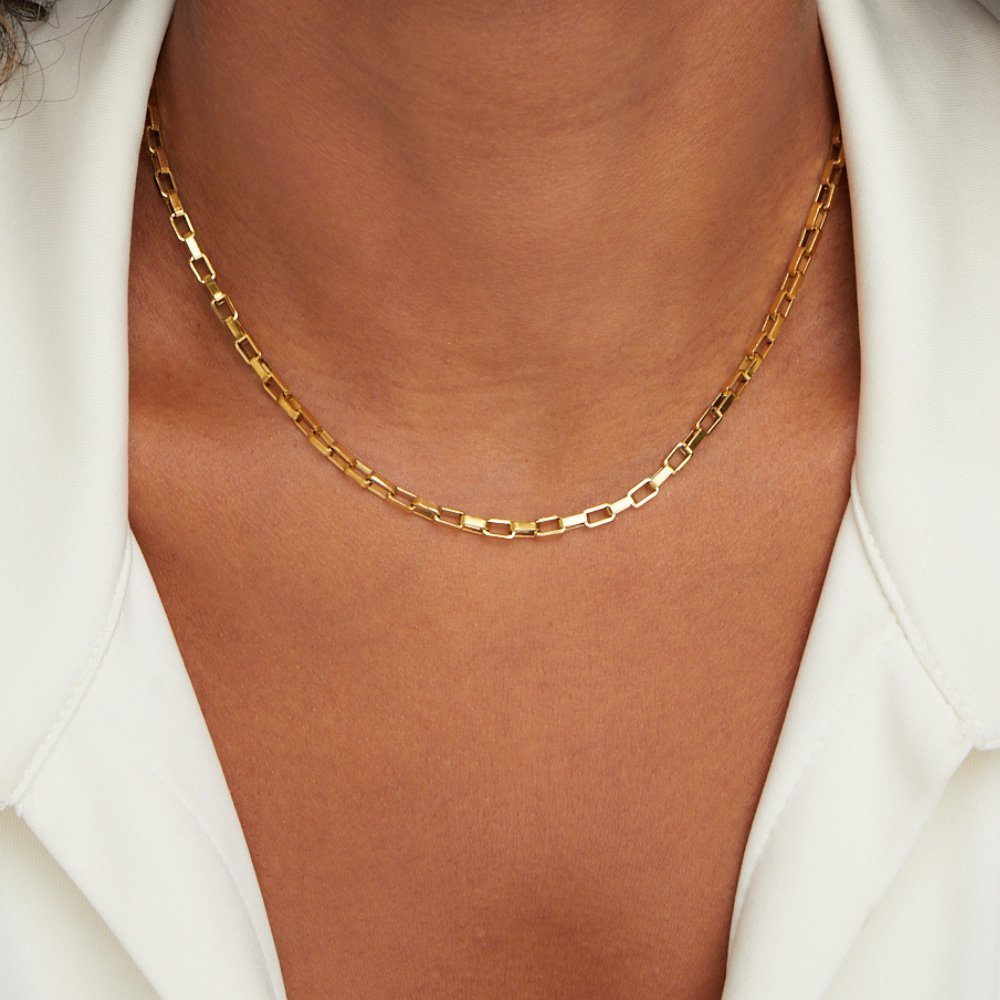 Paperclip Link Chain Necklace – Gold