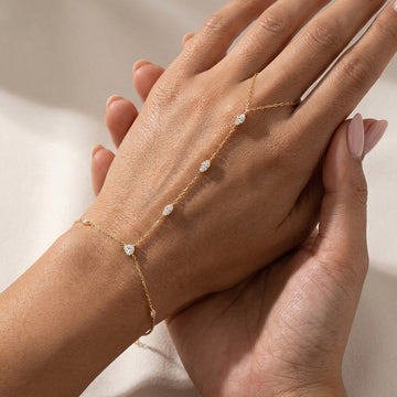 Crystal Hand Chain Bracelet – Gold
