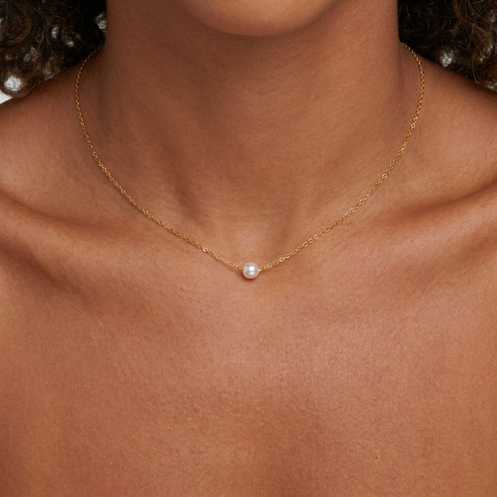 Floating Pearl Necklace – Gold Dainty Chain
