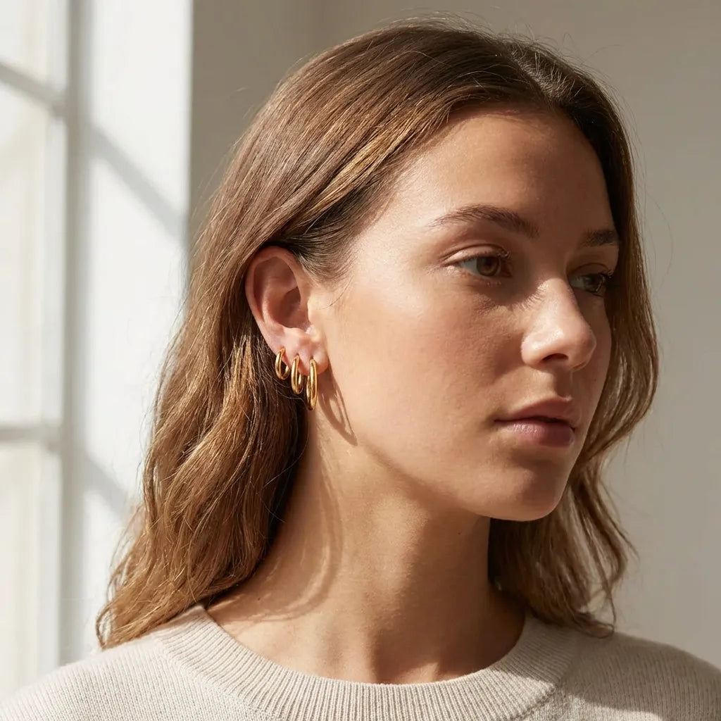 Classic Hoop Earrings – Gold & Silver | Set of 3 Sizes