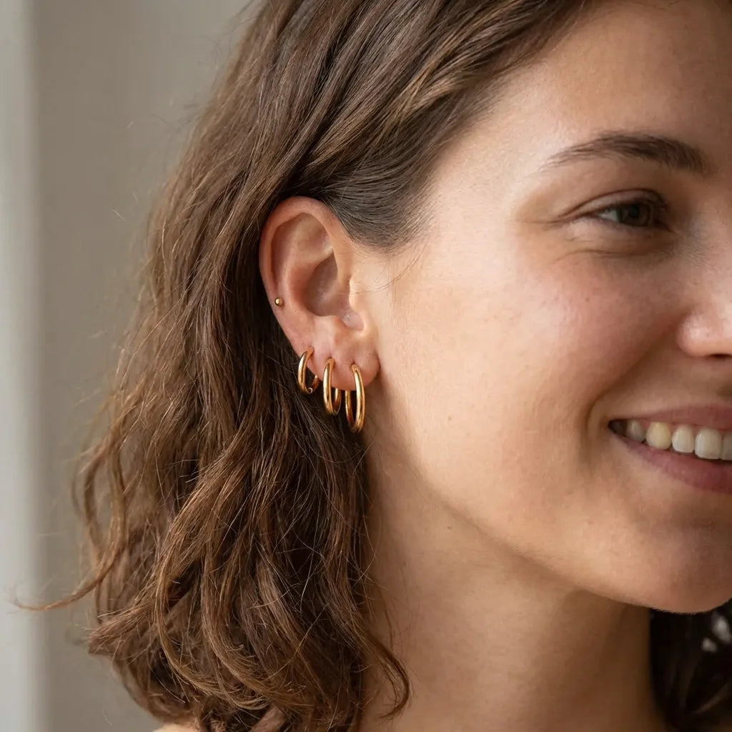 Classic Hoop Earrings – Gold & Silver | Set of 3 Sizes