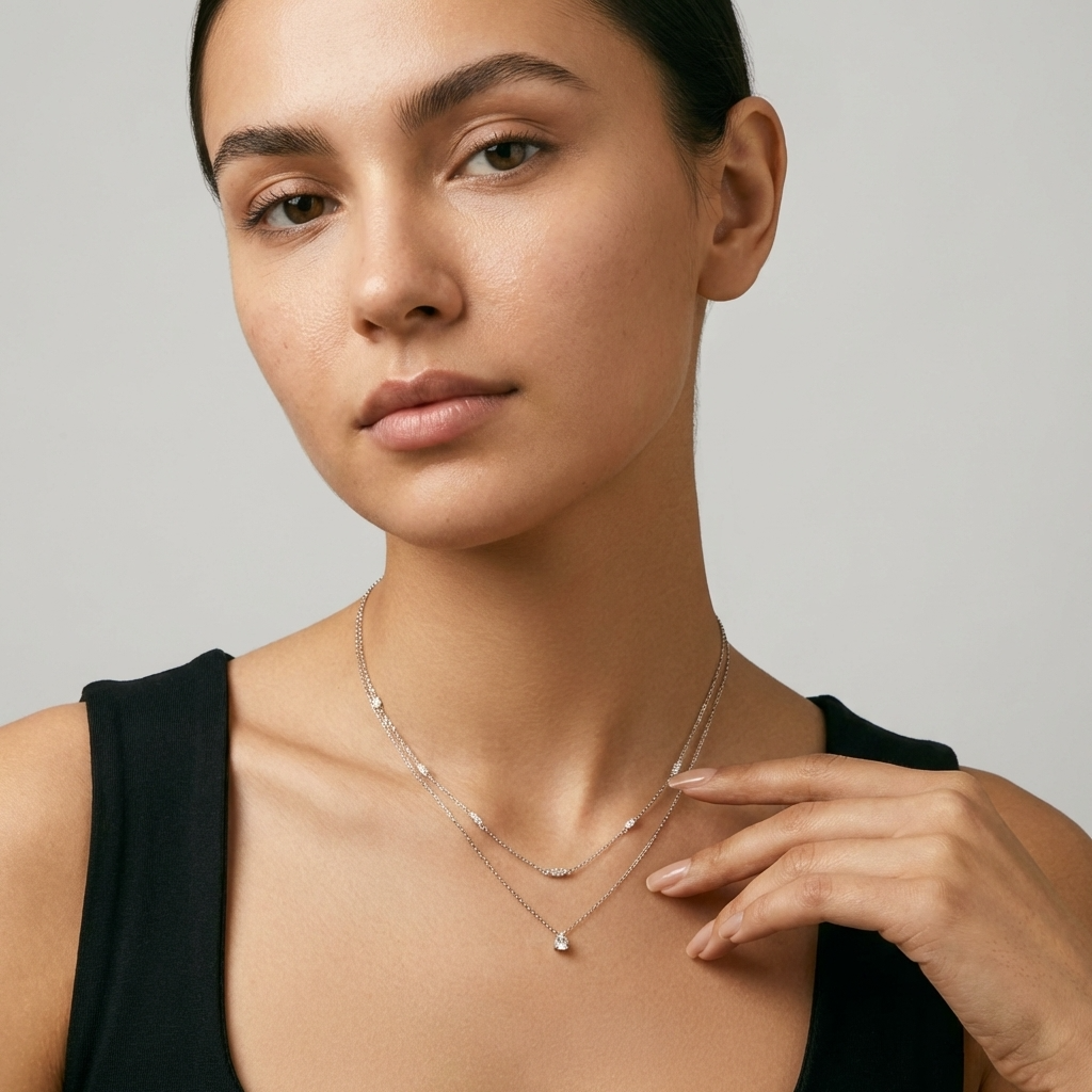 Layered Moissanite Pendant Necklace – Sterling Silver