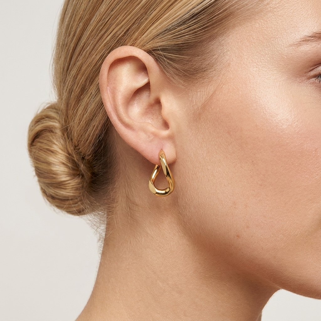 Twisted Drop Hoop Earrings – Gold & Silver