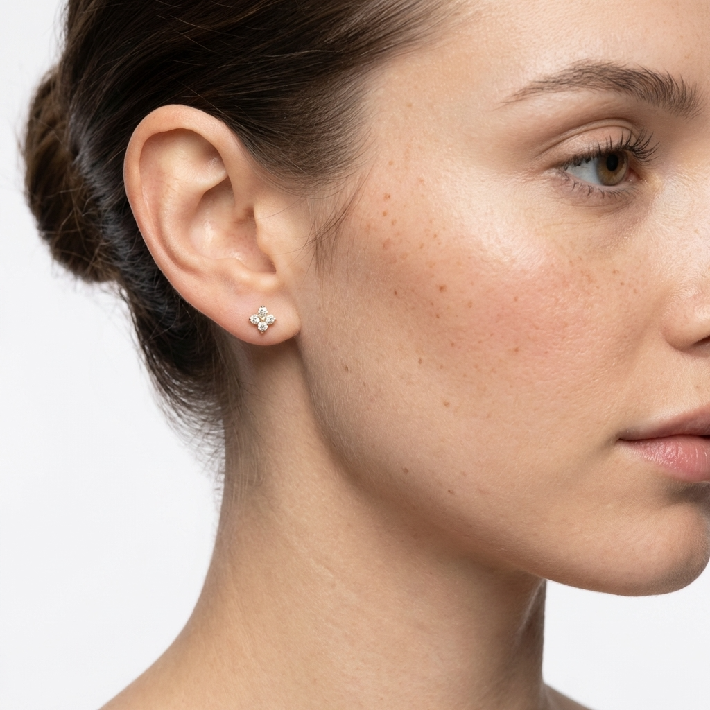 Crystal Clover Stud Earrings – Gold & Silver