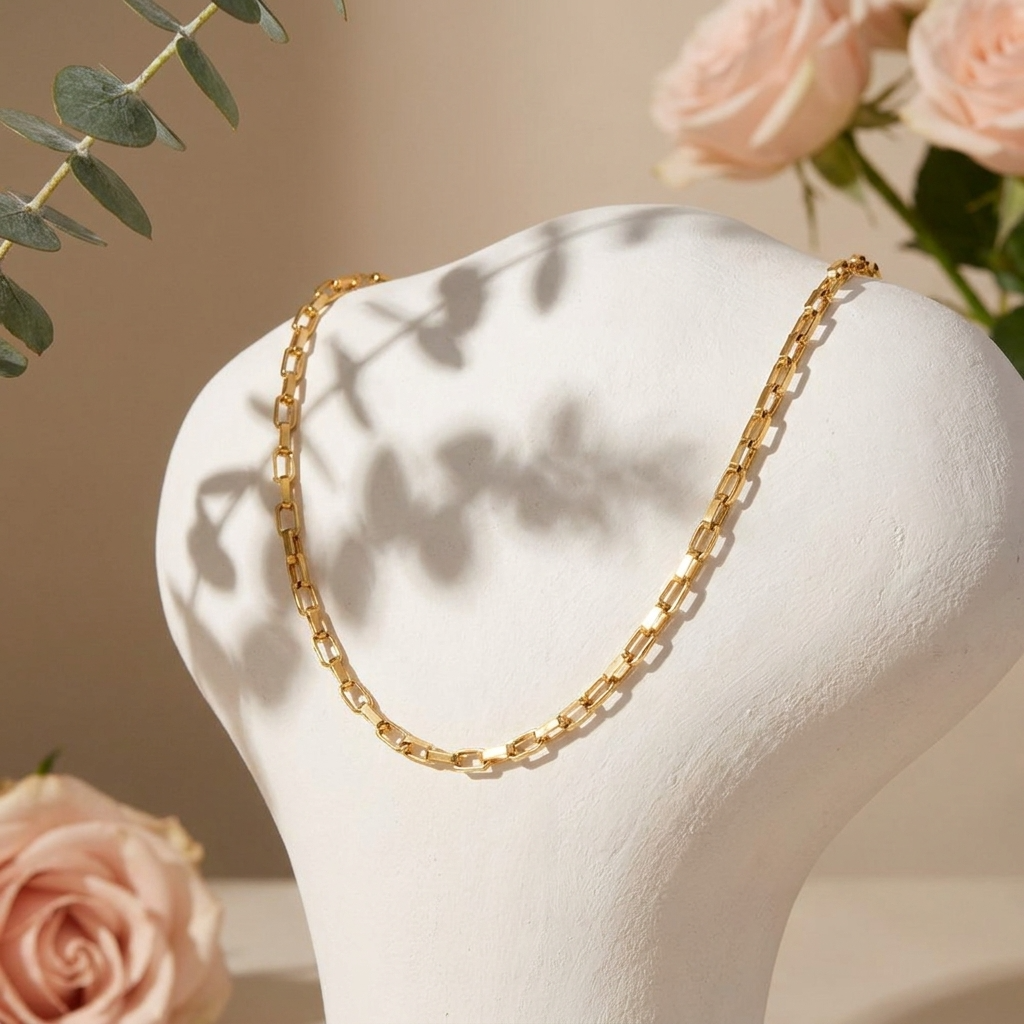 Paperclip Link Chain Necklace – Gold