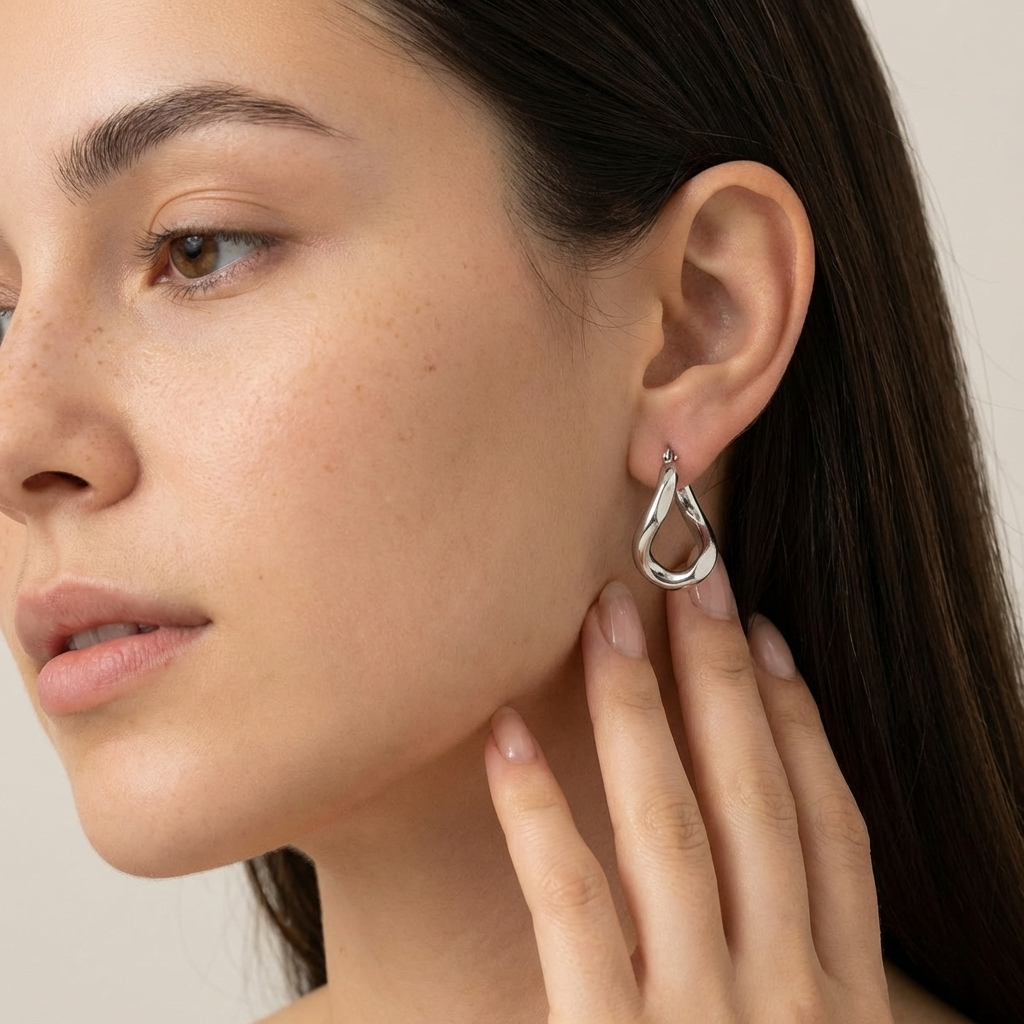 Twisted Drop Hoop Earrings – Gold & Silver