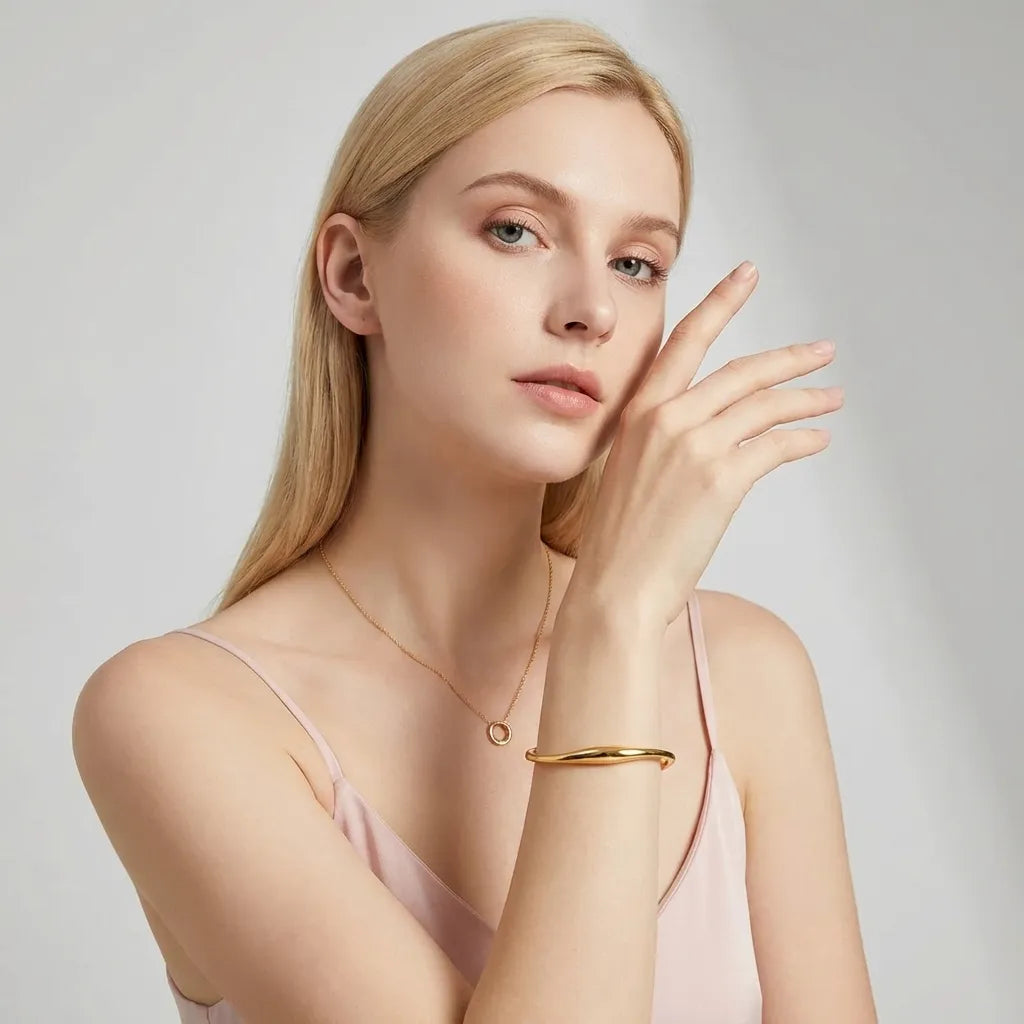 Twisted Cuff Bangle Bracelet – Gold