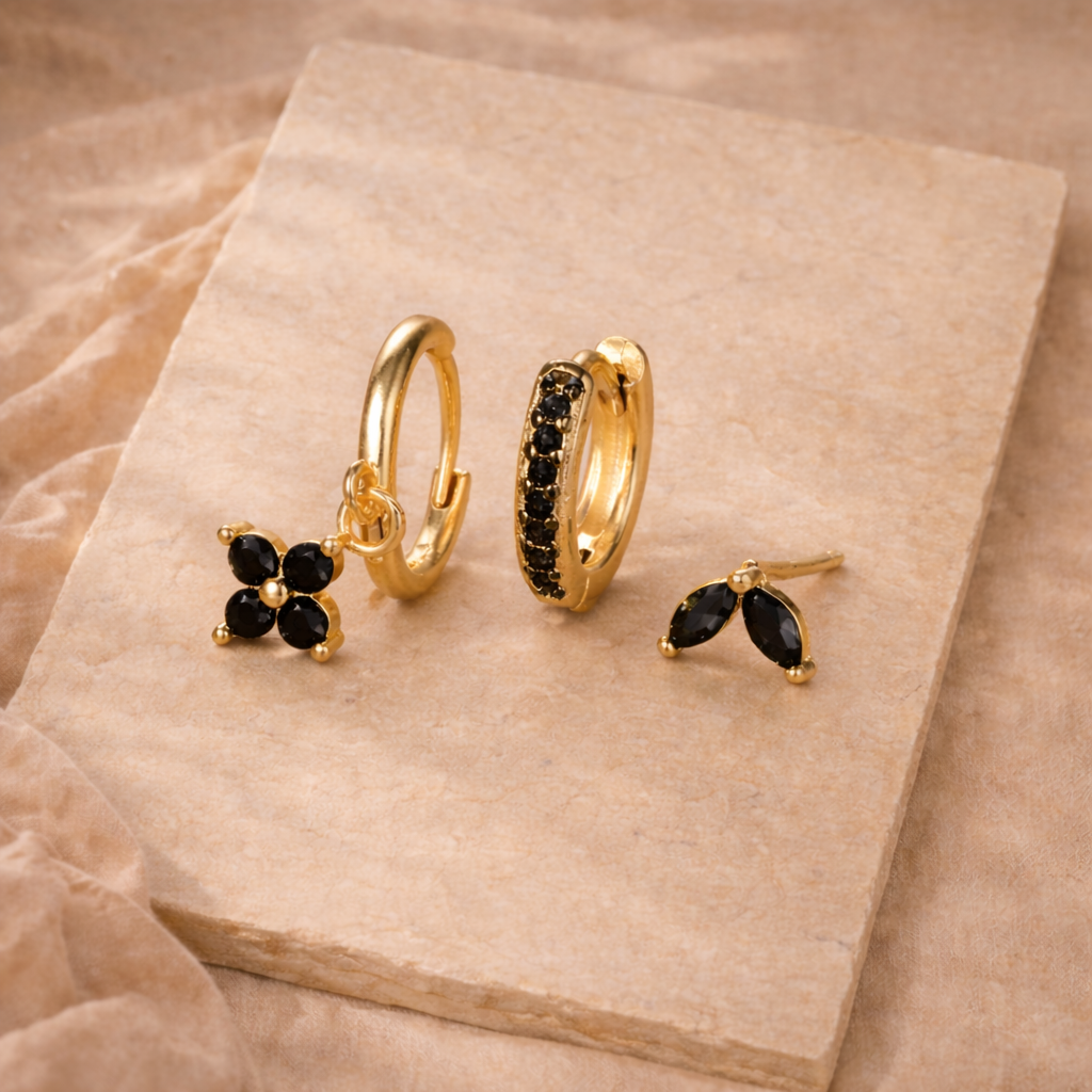 Gemstone Hoop and Stud Earring Set - Surgical Steel